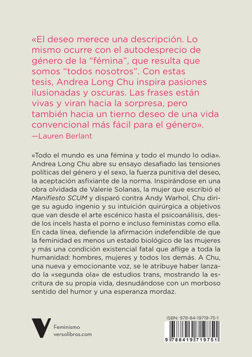 Contraportada de Féminas — Verso Libros