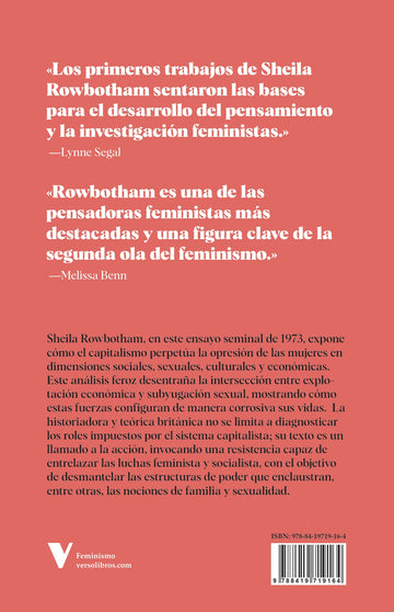 Contraportada de Mujeres con conciencia en un mundo de hombres — Verso Libros